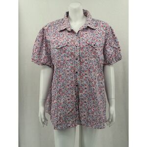 Back In The Saddle Top Womens 2X Ditzy Floral Pearl Snap Cotton Western Country